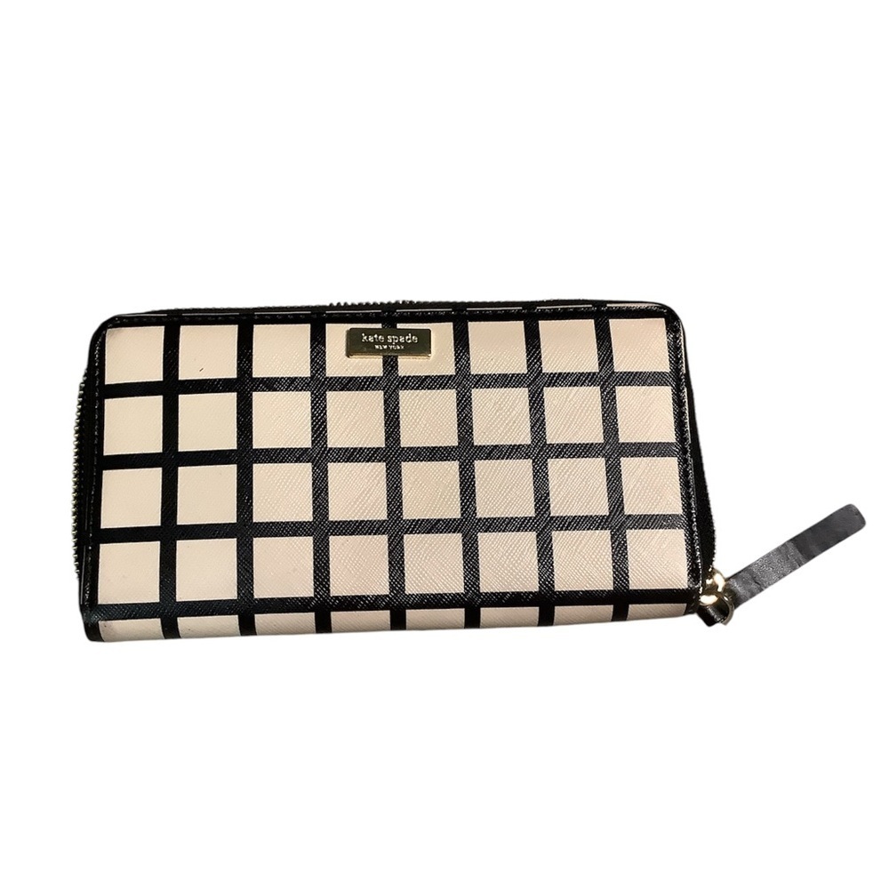 Kate Spade Black and Cream Grid Wallet